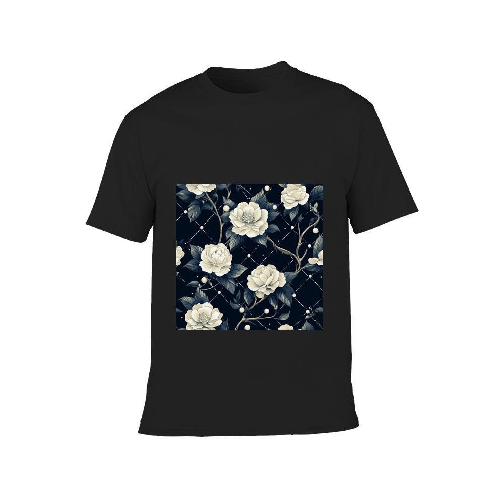 ddmywed Boy and girl Children's T-shirt T-shirt with an image of white roses on a dark background
