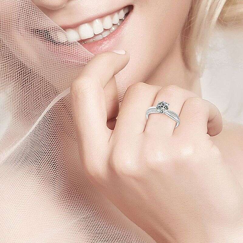 Tiktok Celebrity Influencer Same Style Moissanite Double Arm Micro Pave Sterling Silver Gold Plated Light Luxury Proposal Diamond Ring 113