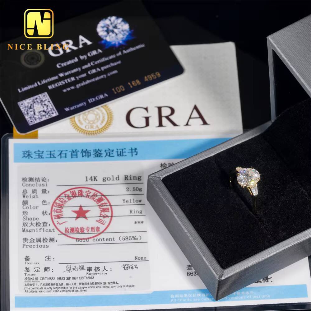 Fine Jewelry 14K Real Gold Diamond Wedding Rings Women Oval Cut Claw Setting VVS Moissanite Engagement Ring for Women