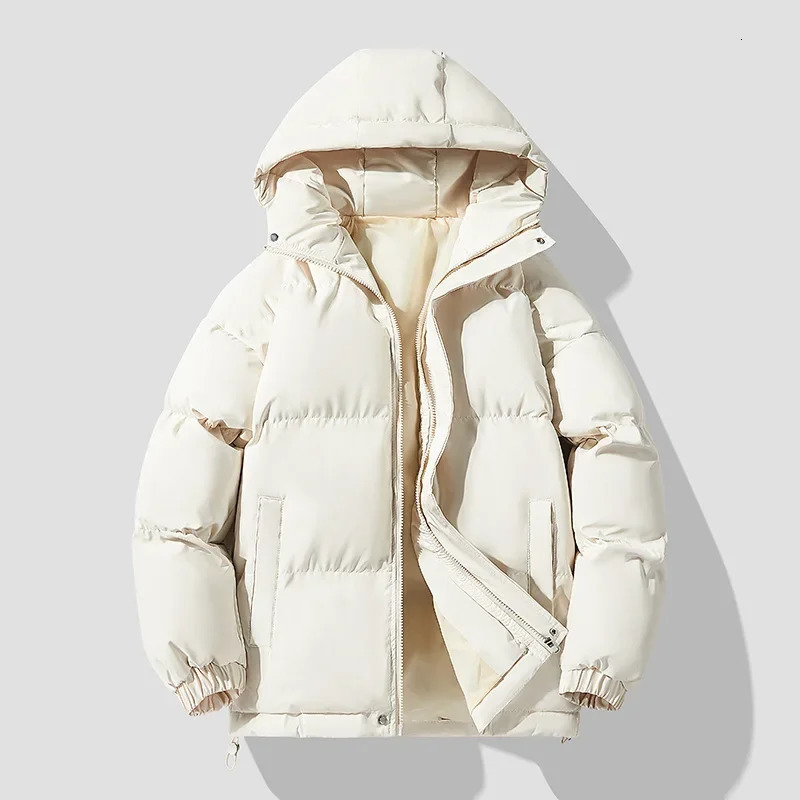 AutumnWinter Cotton Coat Jacket Down Cotton-Padded Thickened Hooded Puffer Jacket For Men And Women Casual Loose Fit Outerwear 250715