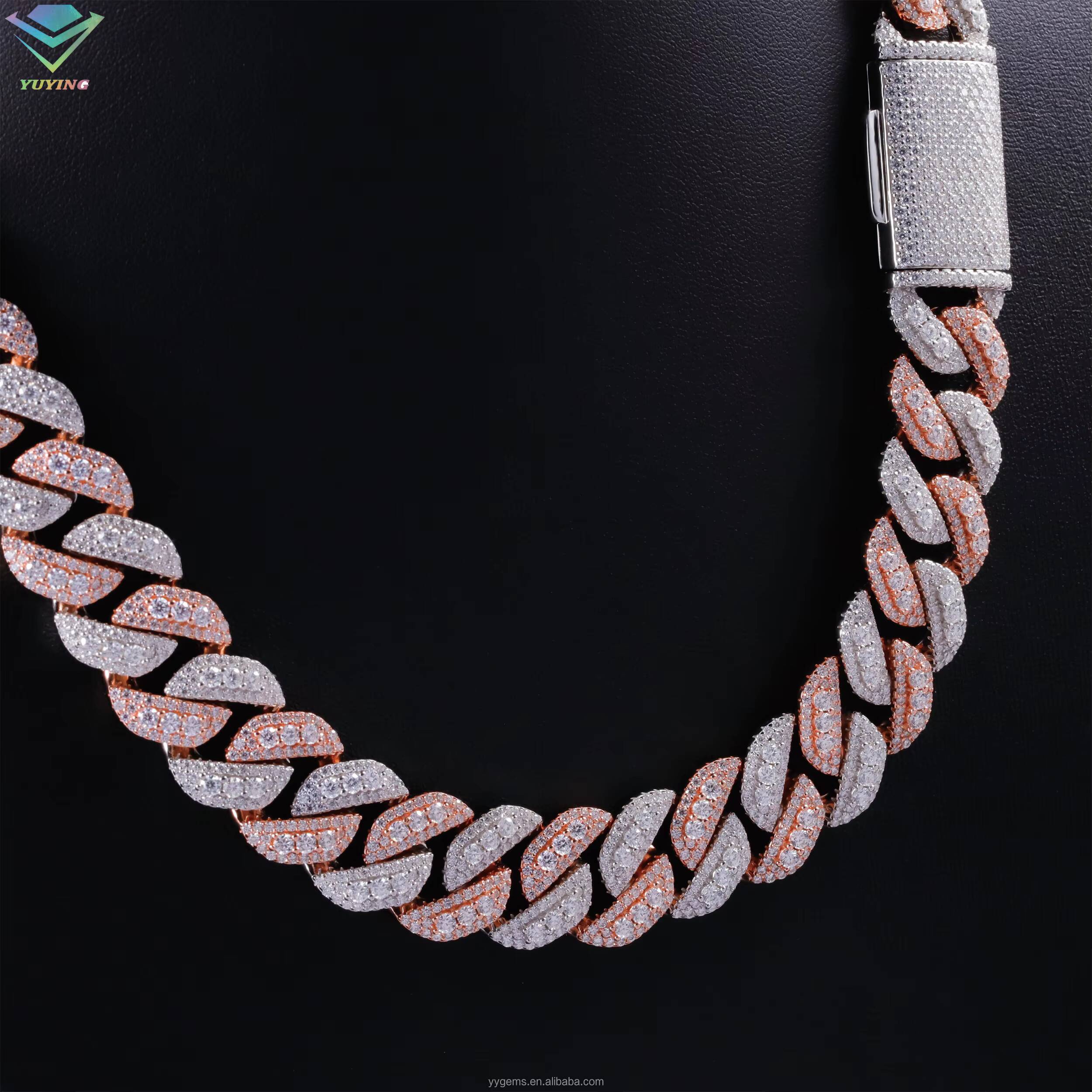 Hip Hop Chain 18mm Iced Out VVS Moissanite Diamond Necklace 925 Solid Silver Cuban Link Chain for Men