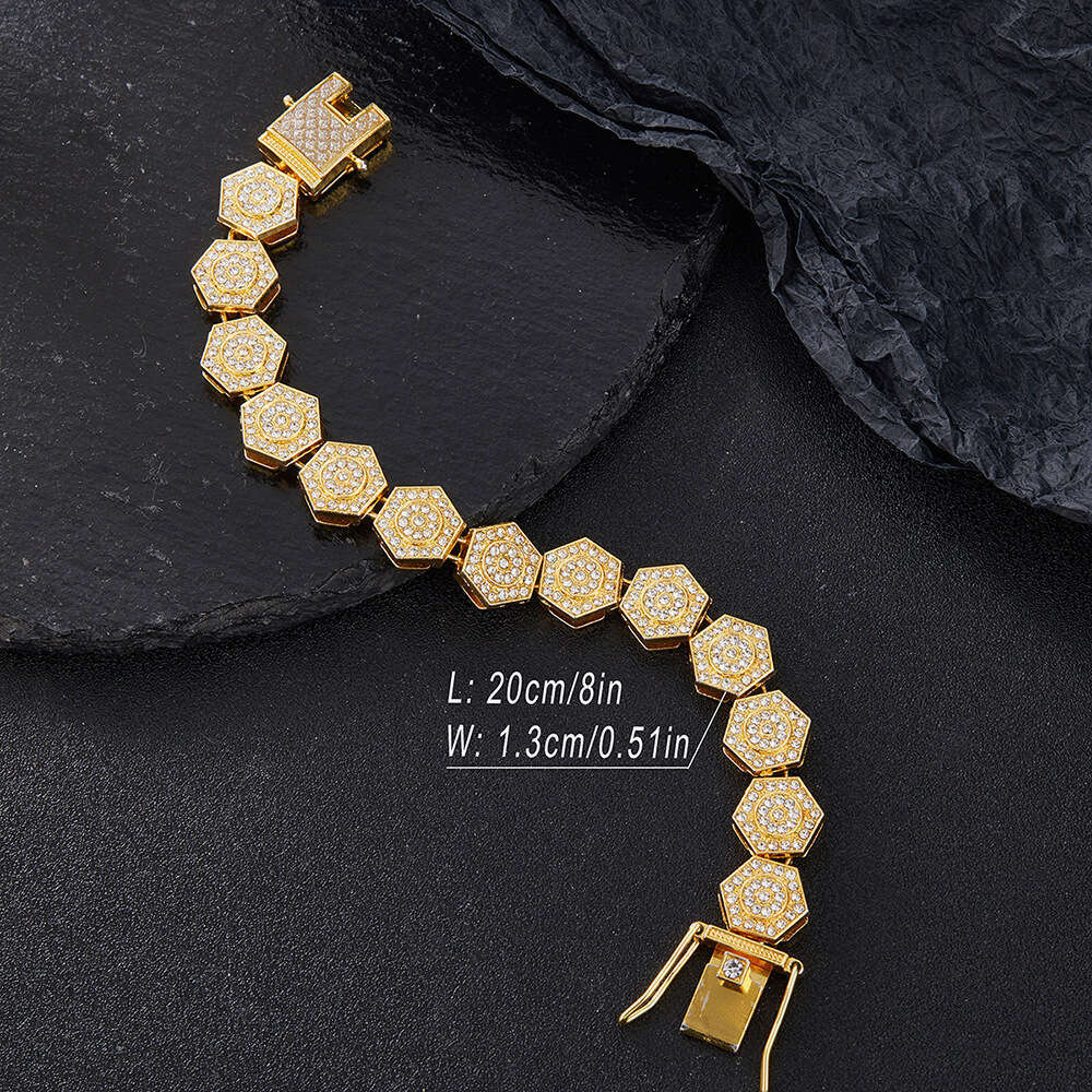 Cubic Sugar Cube Personality Versatile Alloy Full Dia 13mm Cuban Chain Necklace