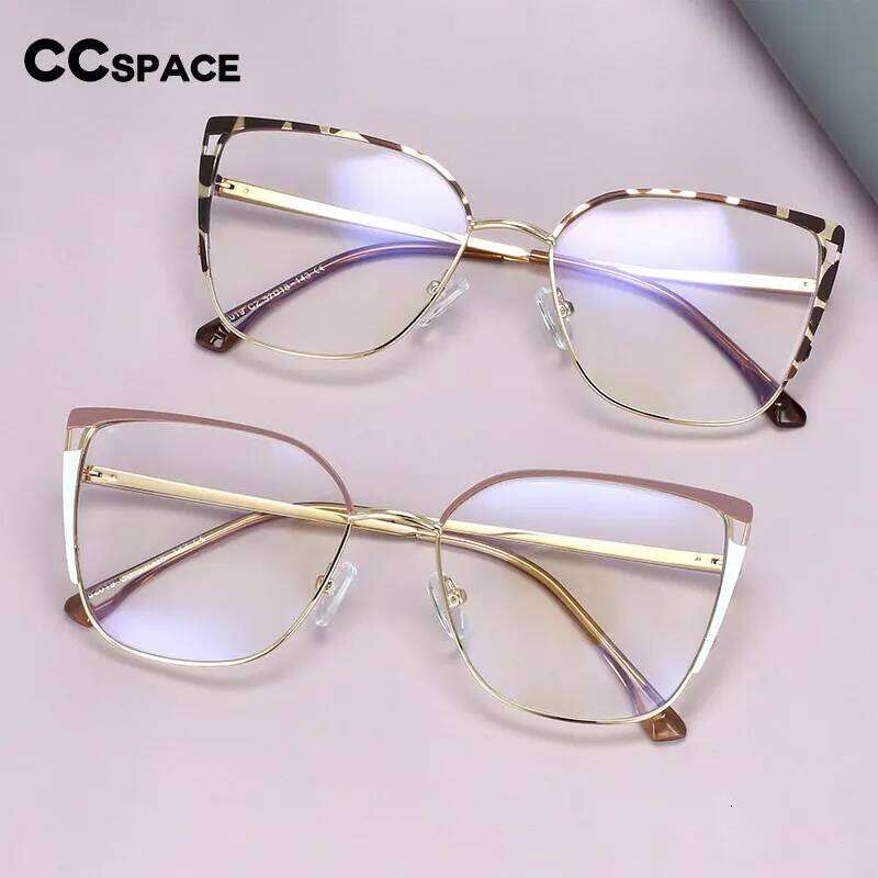 54427 Fashion Bule Light Blocking Metal Optical Prescription Glasses Frames Women New Style Computer Eyeglasses