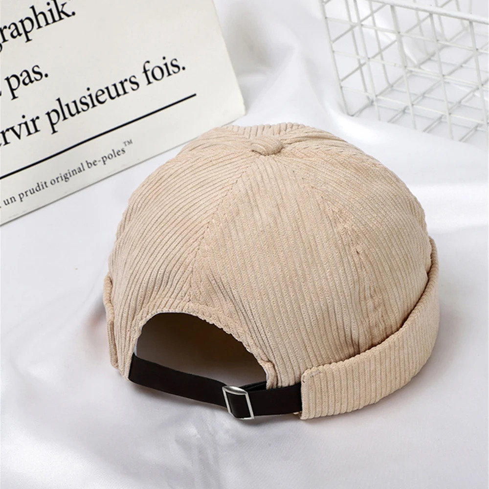 Unisex Corduroy Solid Color Brimless Caps for Men Women Streetwear Hip Hop Hats Retro Beanie Docker Caps Adjustable Dome Hats 250715