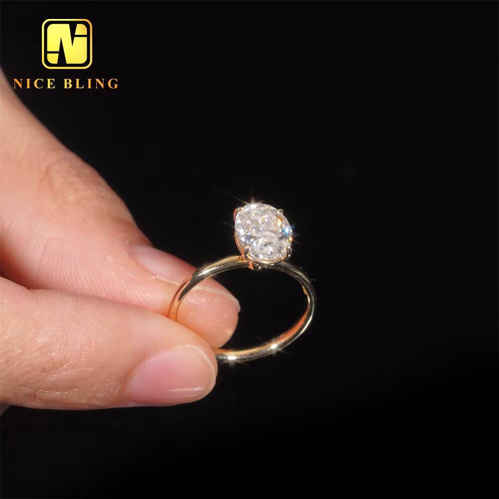 Pass Diamond Tester VVS Moissanite Wedding Ring 14K Gold Oval Cut Ring Moissanite Engagement Ring for Women