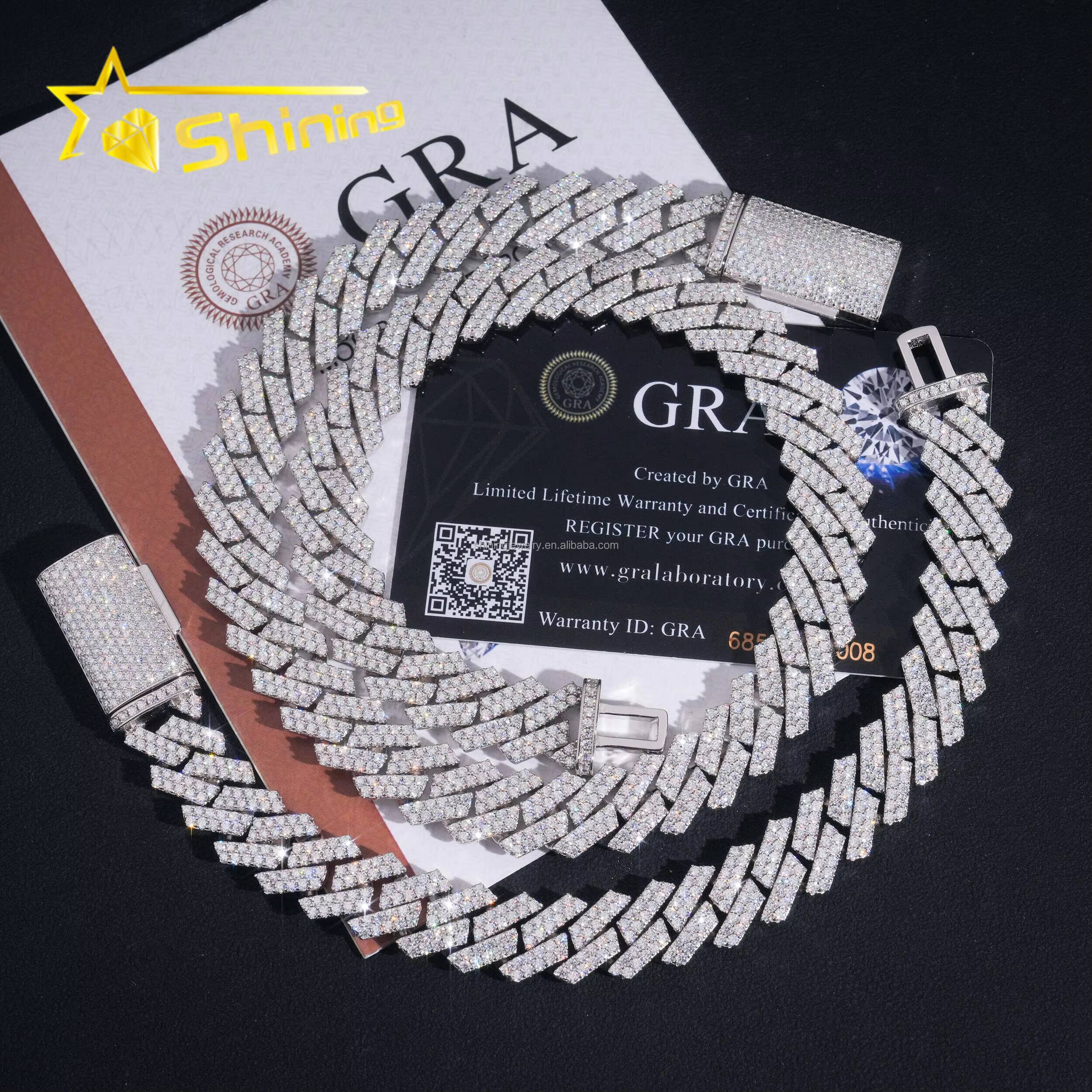 Stock Hot Selling Pass Diamond Tester GRA Certificate 13mm Iced Out Moissanite Cuban Link Chain S925 Hip Hop Miami Cuban Chain