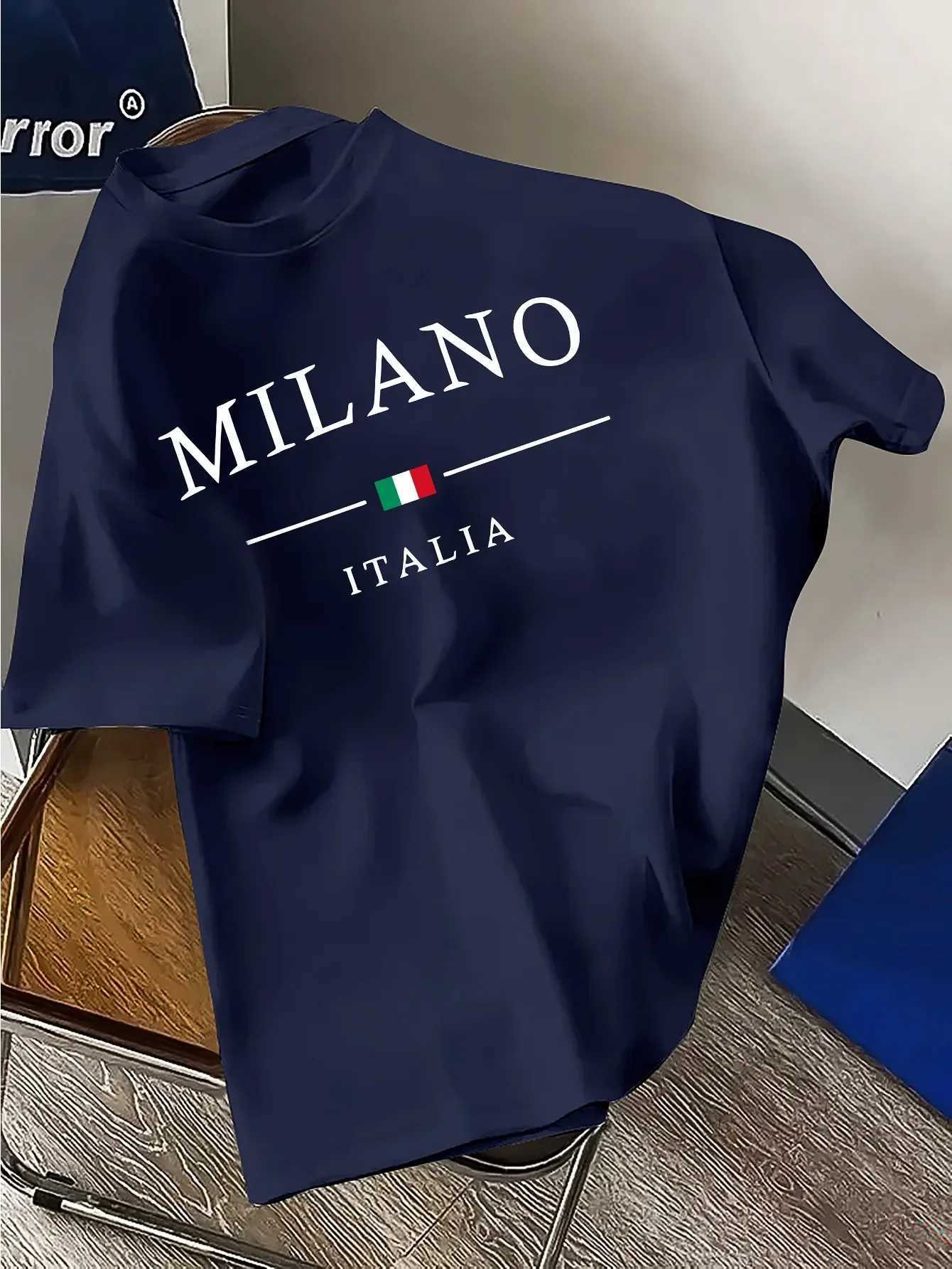 Summer fashion mens T-shirt 100% pure cotton printed casual Milan Italian soft and breathable short-sleeved T-shirt for men y250717