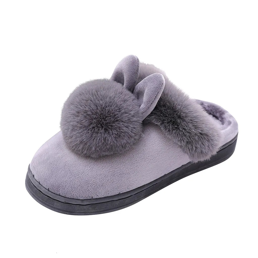 WomenS Winter Plush Rabbit Ear Indoor Cotton Mop Thick Soft Sole Slides Men Women Indoor Floor Flat Home Non-Slip Shoes 250716