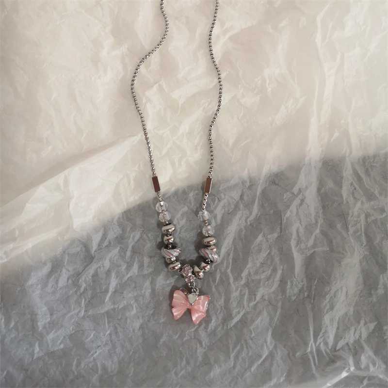 Star Cross Bowknot Pendant Necklace For Women Girls Y2K Cool Neck Jewelry Clavicle Chain Original Korean Fashion Party Gift XJ250717