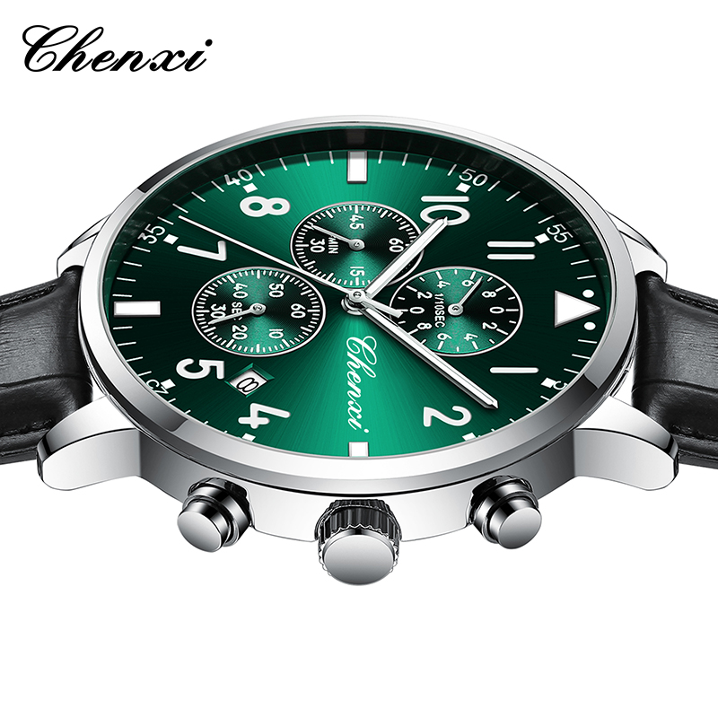 2025 New Man Watch Classic Sports Chronograph Waterproof Luminous Quartz Men's Watches Leather Strap