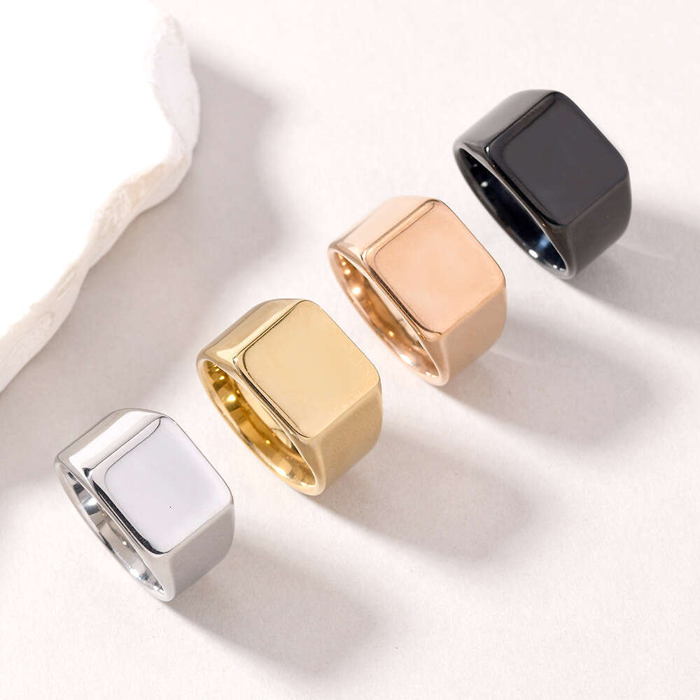 Trendy Titanium Casting Geometric Smooth Stainless Steel Ring Unisex Adjustable Jewelry