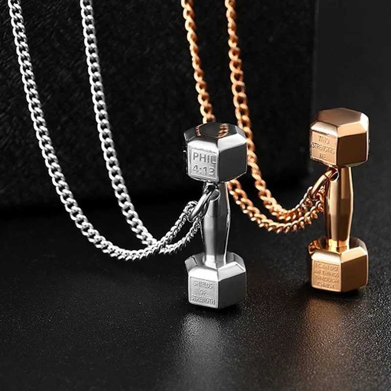 2025 New Gym Dumbbell Pendant Necklace Bodybuilding Necklace Men and Women Sports Barbell Dumbbell Gift Holiday Gift S403 XJ250717