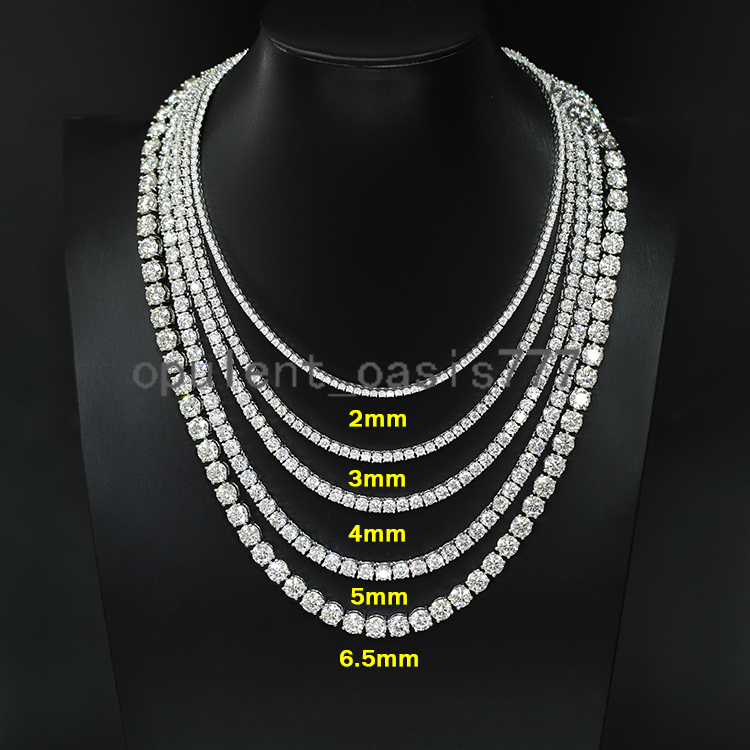 GRA Certificates Stock 2mm 3mm 4mm S925 White Gold Plated Hip Hop Jewelry D Color Moissanite Diamond Tennis Chain Bracelet Men