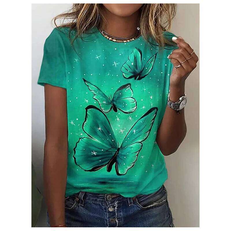 Summer Butterfly T-Shirts Flower 3D Print Streetwear Women's Floral Fashion Oversized T Shirt Y2K Female Girl Tops Tees Clothing