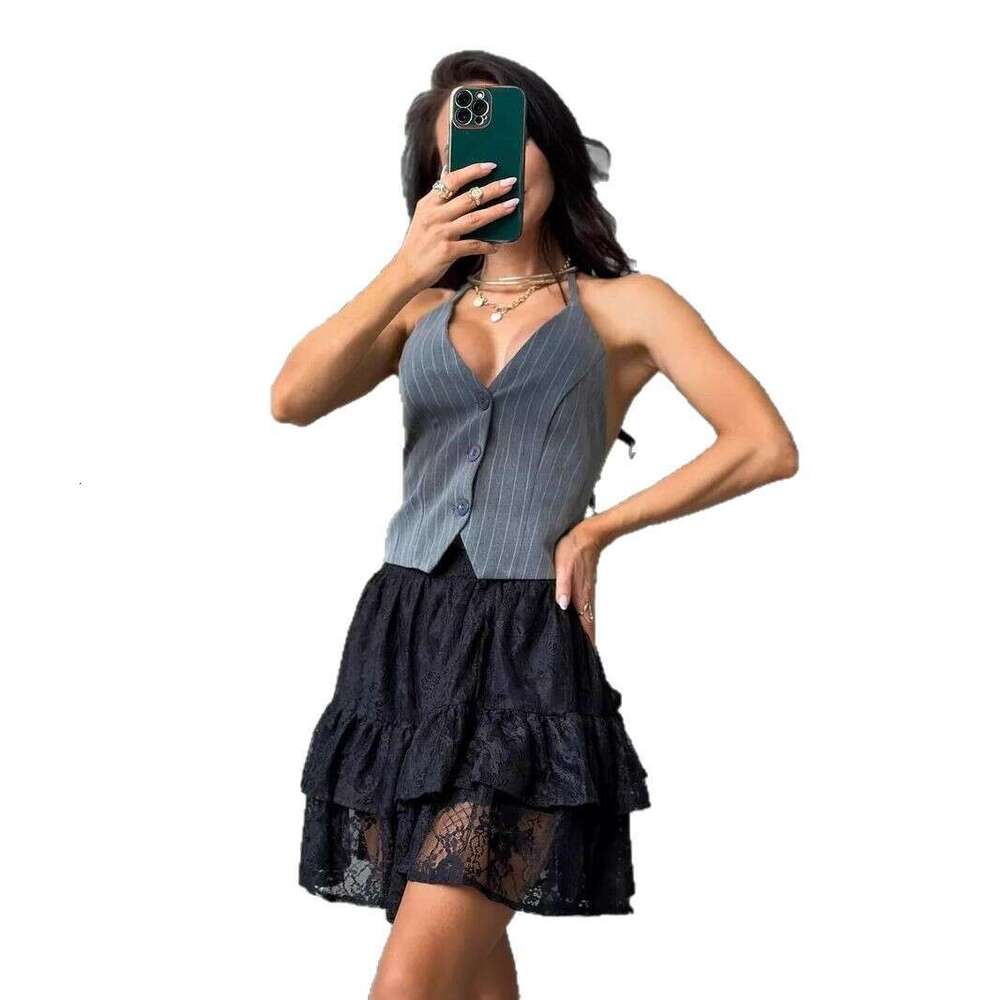 Summer New Short Cake Elegant High Waist Double Layer Lace Shorts Half Skirt B5