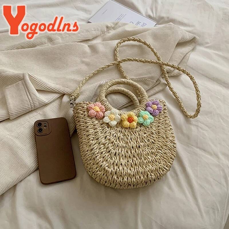 Yogodlns Straw Bags Women Summer Hand-Woven Rattan Handmade Woven Purse Wicker Beach Bag Bohemia Bali Handbag bolsos mimbre