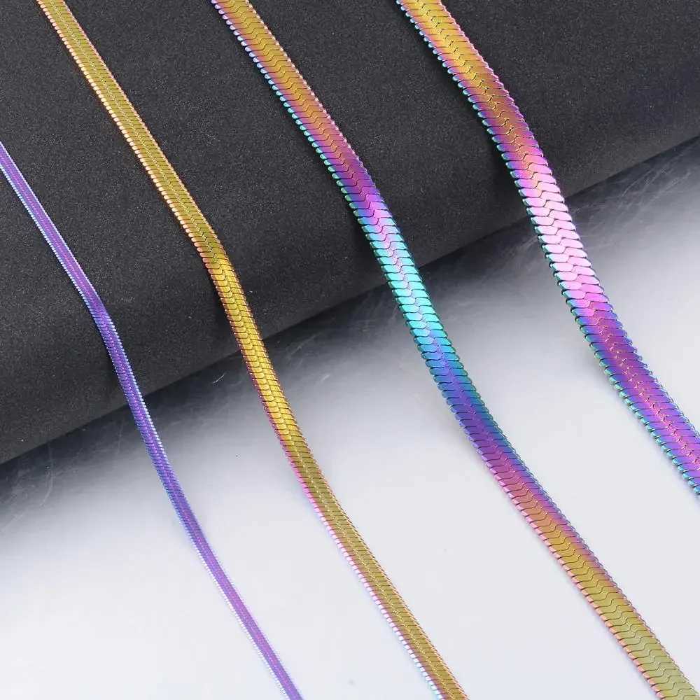 3mm Width Stainless Steel Flat Necklace Gold Color Waterproof Thin Snake Chain Mens Gift Jewelry Various Length XJ250717