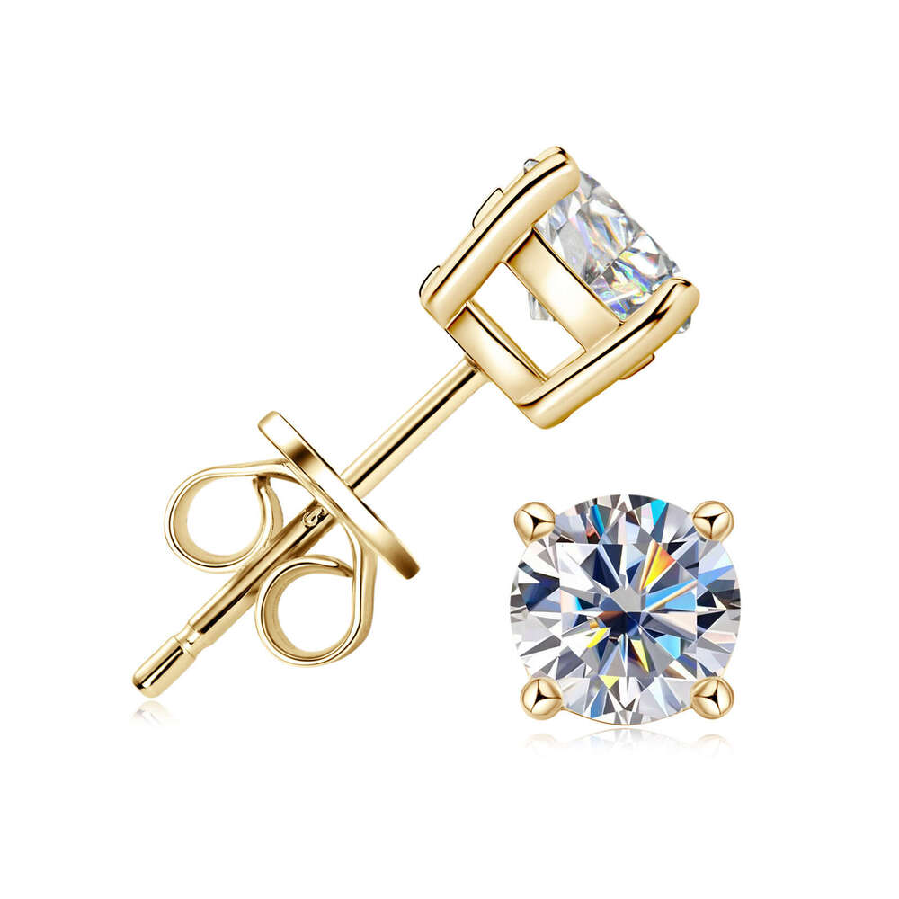 Tiktok Live For Women D Color Moissanite Sterling Sier Non-Fading Classic Four-Prong Earrings OEM 2E4