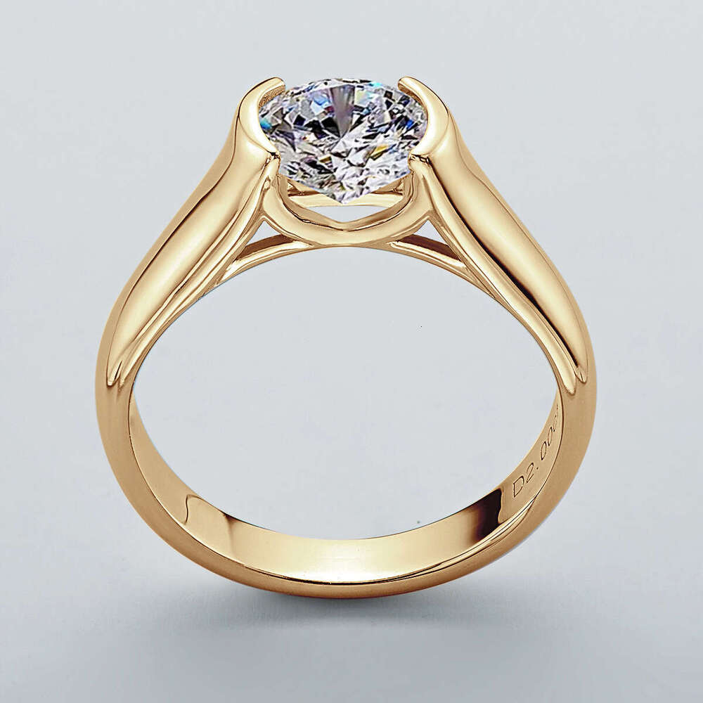 Simple Classic Women's 2 fashion D Color Moissanite Silver Gold Plated Ring 13D