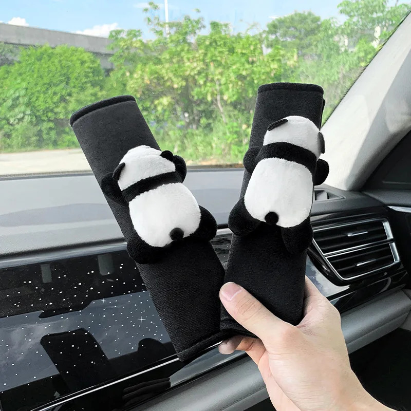 Plush Panda Car Seat Belt Shoulder Protection Sheath Anti-strangling Protection Sleeve Car Accessories Interior Decoration 250715