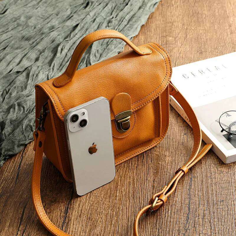 Top Layer Vegetable Tanned Cow Messenger Bags Soft Leather Casual All-In-One Mobile Phone Shoulder Bag