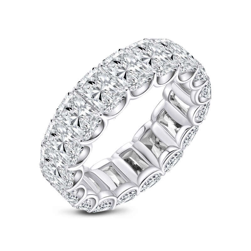 2024 New Ins Style Full Light Luxury Row Diamond Women's Fashion High-End Zircon Ring Sterling Silver 1D0