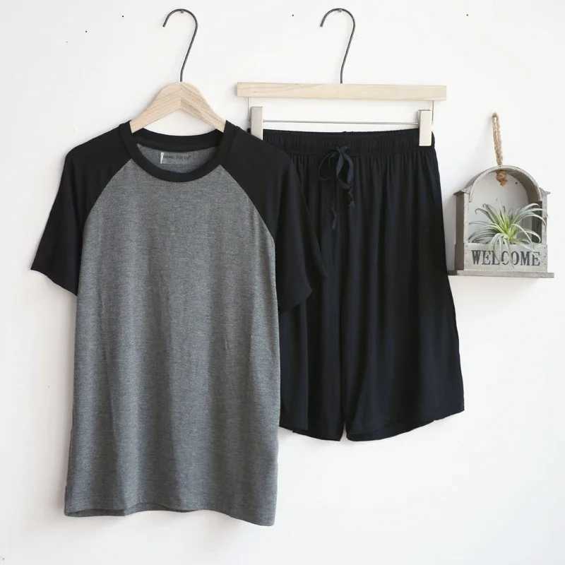 Modal Summer Pajamas for Men Thin Section Loose Short Sleeve Shorts Can Be Worn Outside Sports Home Service Suit Men Sleepwear W250717