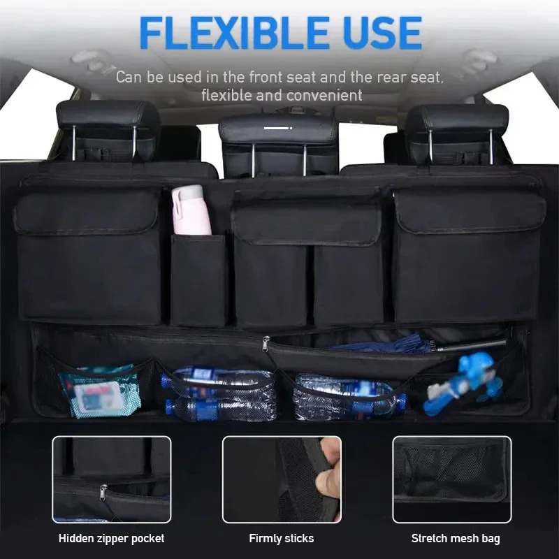 Back Seat Car Trunk Hanging Storage Bag Organizer With 9 Pockets Oxford Waterproof Multi-pocket Car Trunk Storage Bag Organizer 250715