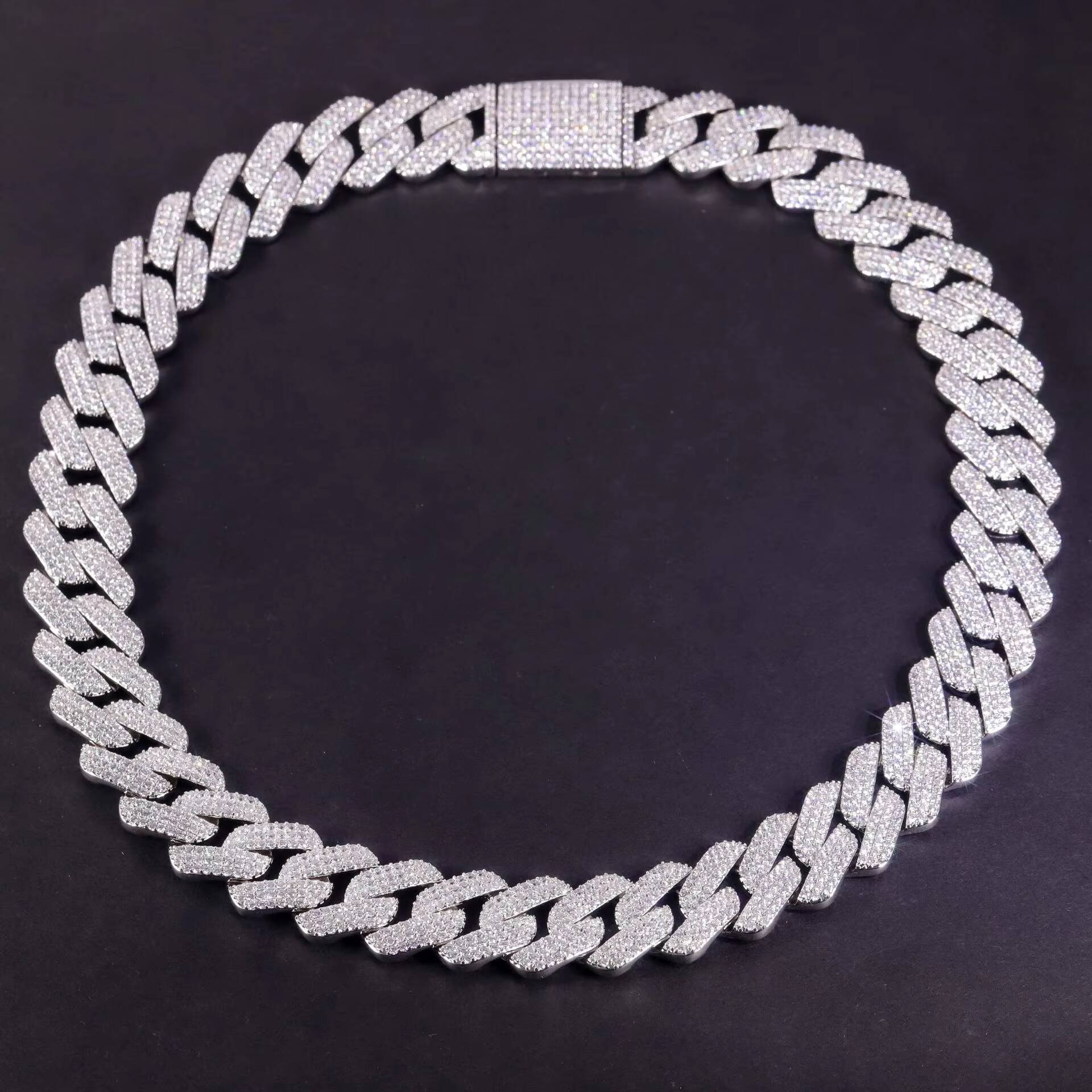 Astwo Moissanite Chain Sterling Silver 925 Gold Plated 14MM Miami Hip Hop Jewelry Moissanite Cuban Link Bracelet