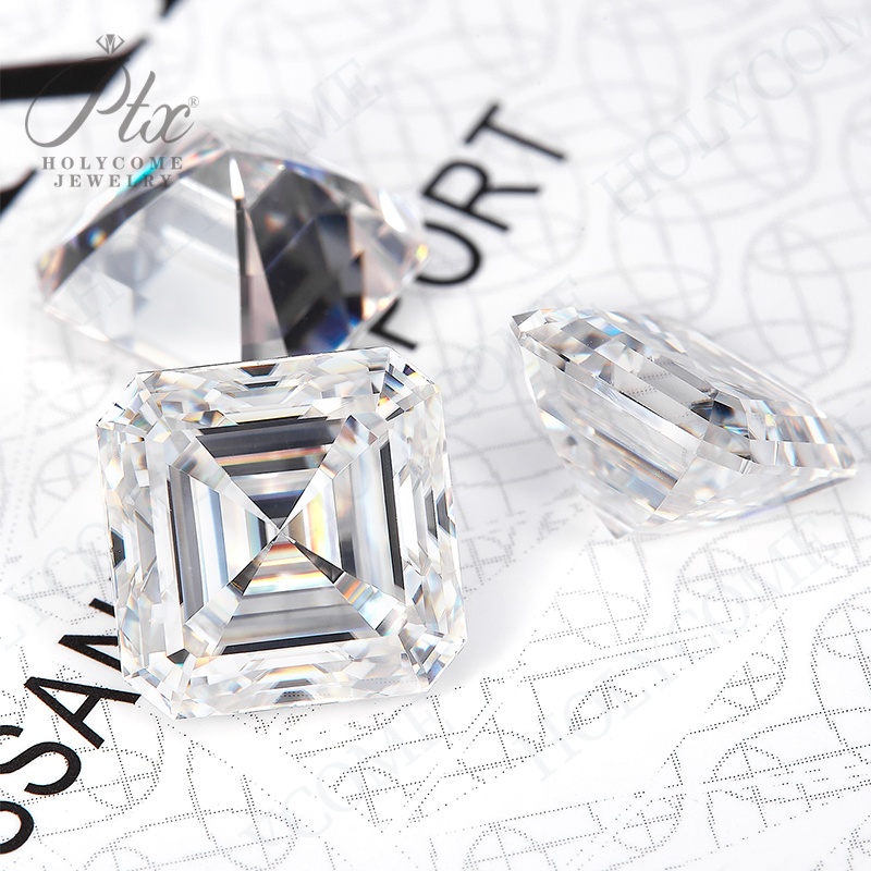 Holycome Wholesale Loose D Color Moissanite Diamond Asscher Cut 0.5CT to 10CT VVS GRA Certificates Lab Synthetic Diamond for DIY Jewelry Making