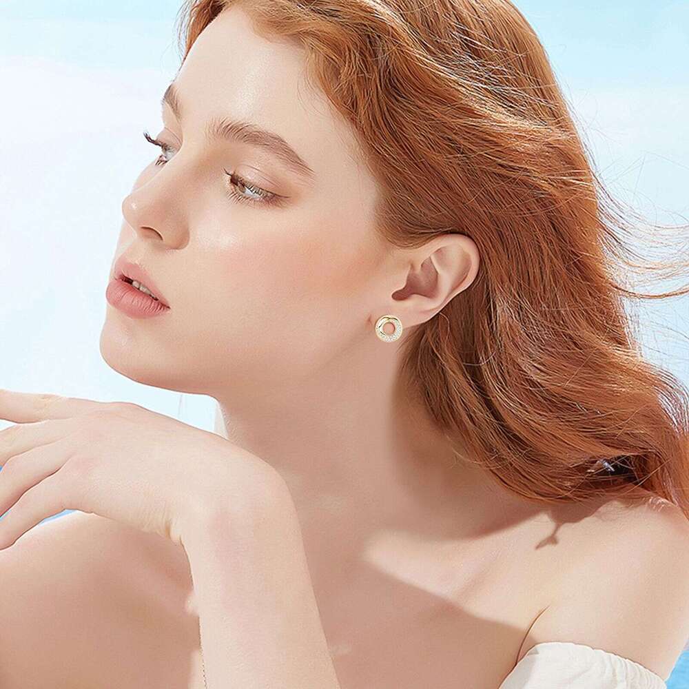 2024 Niche Internet Celebrity Fashion Full Dia Round Hoop High-End Moissanite Sier Moss Ubi Versatile Earrings 89F