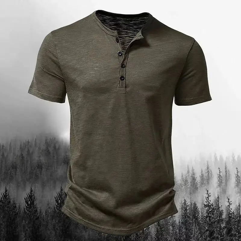 Europe and the United States summer short-sleeved mens leisure sports Henry collar T-shirt POLO shirt 250715