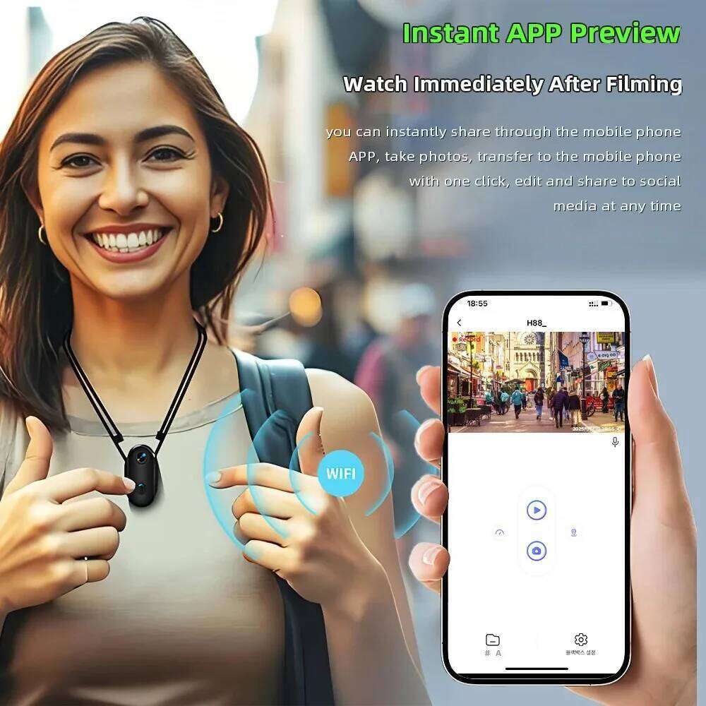 New Pocket 4K Mini Action Camera Magnetic Wearable Cam with Waterproof Shell WiFi Bike Friendly for Casual Cycling Vlog Home Use