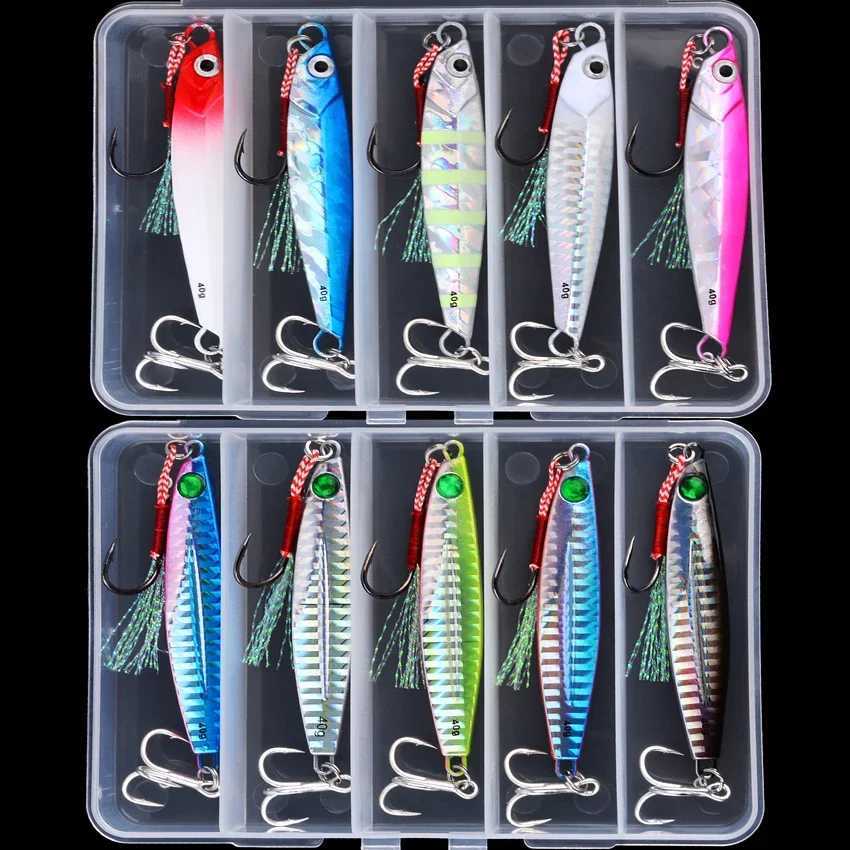 5pcs Metal Jig Fishing Lure Weights 10g-40g Trolling Hard Bait Bass Fishing Bait Tackle Trout Jigging Lure Jigs Saltwater Lures Z250717