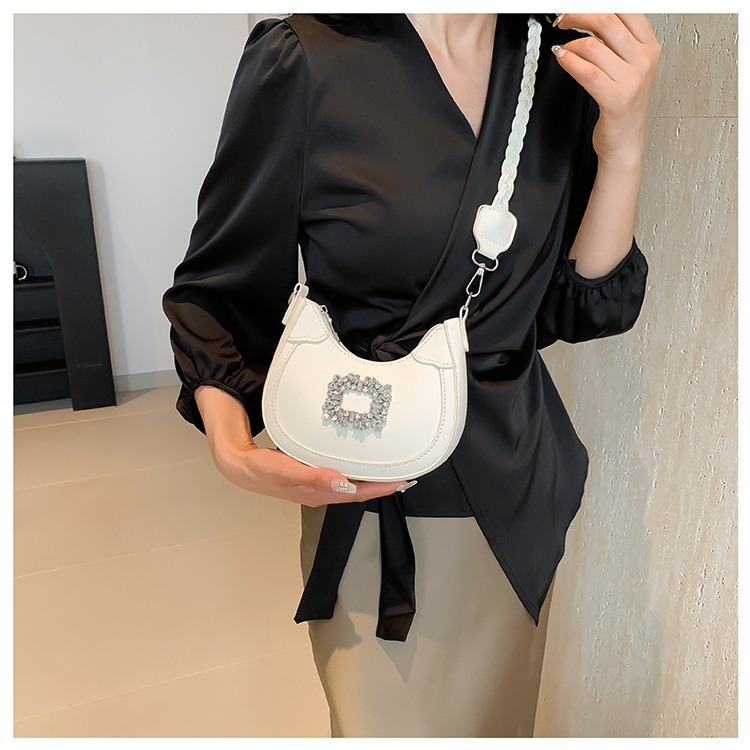 Free Shipping 2025 Summer New Designer Bag Retro Bag For Women New High-end Rhinestone Lock Buckle Saddle Bag Light Luxury Premium And High-quality Sh