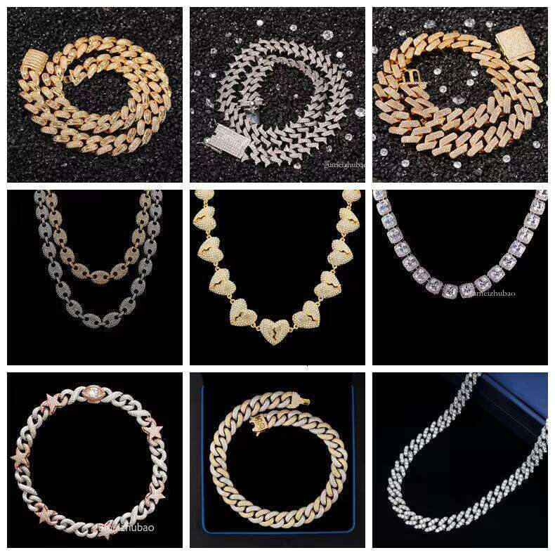 Custom Prong Mossanite Miami in Sier Pass Dia Test VVS Moissanite Cuban Link Chain