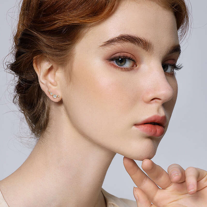 Trendy Live Streaming New Irregular Moissanite Niche Design Starry Sky S Pure Sier Earrings For Women 0F6