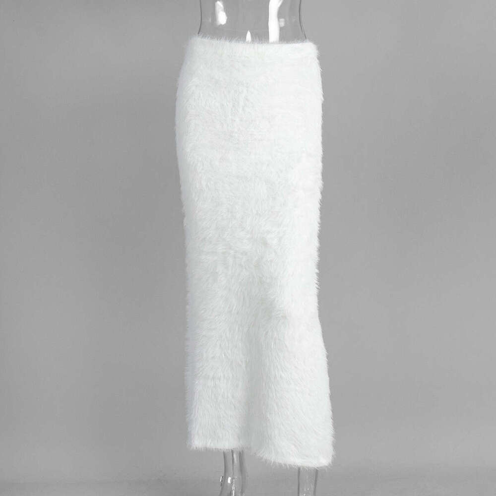 Knitted Fuzzy Autumn Winter New Long Ins Warm Skirt For Women B5