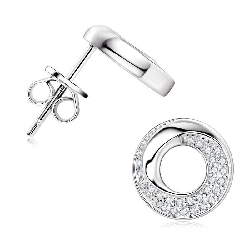 2024 Niche Internet Celebrity Fashion Full Dia Round Hoop High-End Moissanite Sier Moss Ubi Versatile Earrings 89F