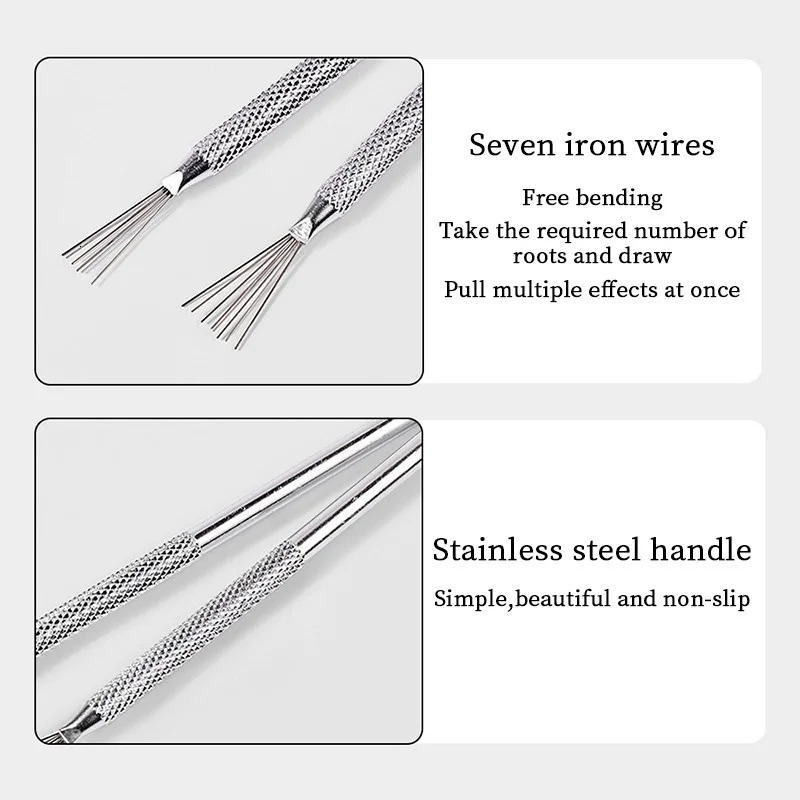 3/1pcs 7 Pin Stripe Steel Nail Art Liner Brushes Ultra-thin Line Drawing Pen Multi Head UV Gel Brush Nail 3D Tips Painting Tools 250716