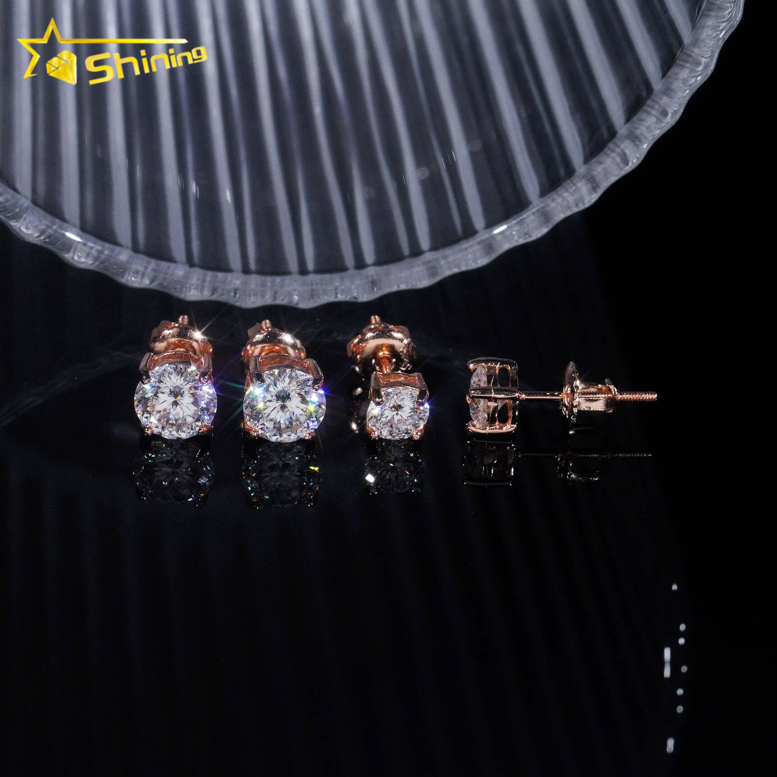 Cheap Price Fine Jewelry Earrings VVS Bird Nest Cut Moissanite Diamond Ear Studs Women 925 Silver Round Diamond Earrings