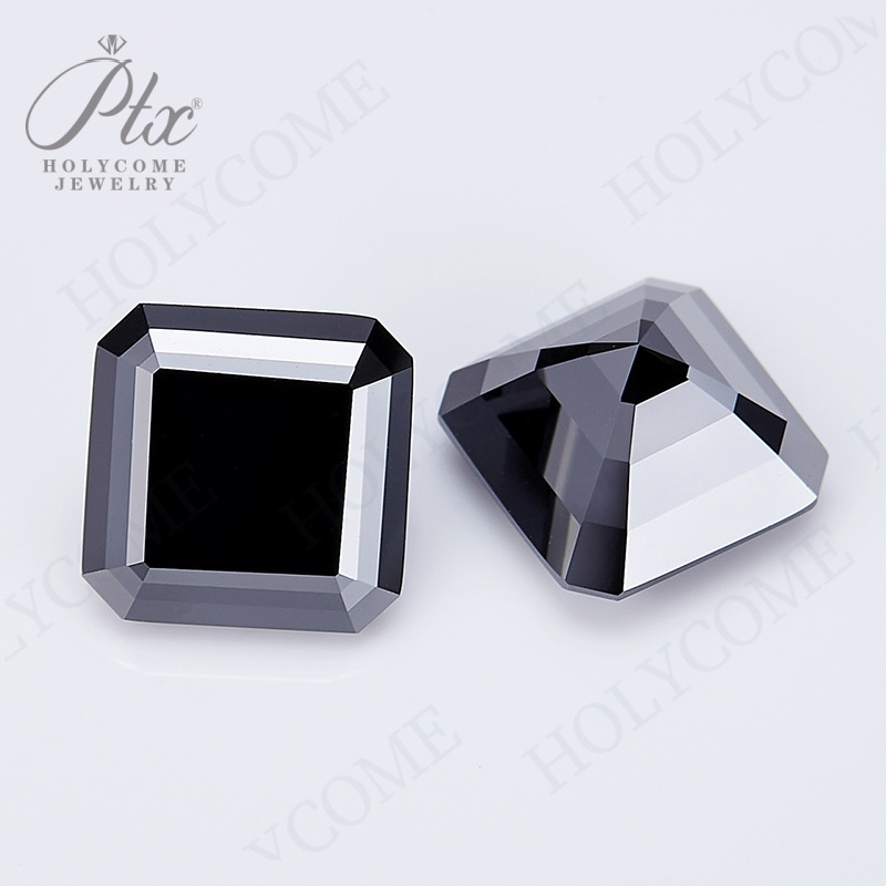 High Quality Asscher Cut 6x6mm~12x12mm 1ct to 10ct Moissanite Diamond Making Jewelry Black Lab Created Moissanite Gemstone with GRA Certificate