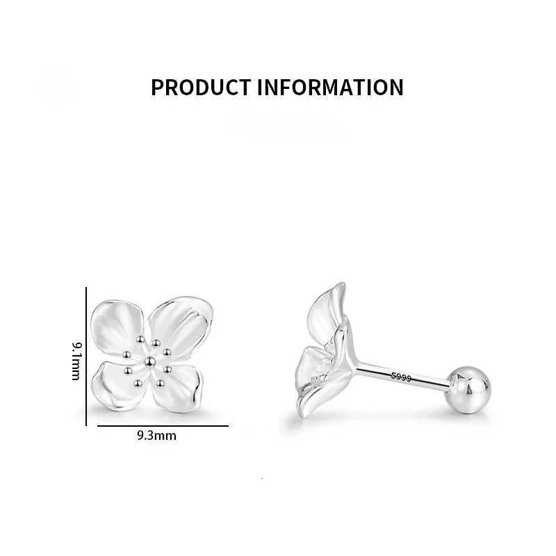 925 Sterling Silver Metal Flower Stud Earrings for Girls Lily Plant Screw Korean Ear Bone Nail Ladies Piercing Jewelry Wholesale y250715