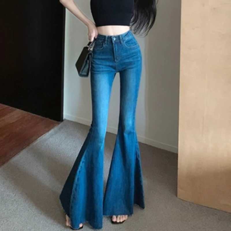 Fishtail Big Flared Jeans for Women in Autumn Hot Girl with High Waist Slim Temperament Wide-legged Pants Big-legged Pants R250716