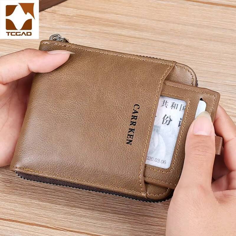 Mens wallet made of leather Wax oil skin purse for men Coin Purse Short Male Card Holder Wallets Zipper Around Money Bag 2022 ddmynov