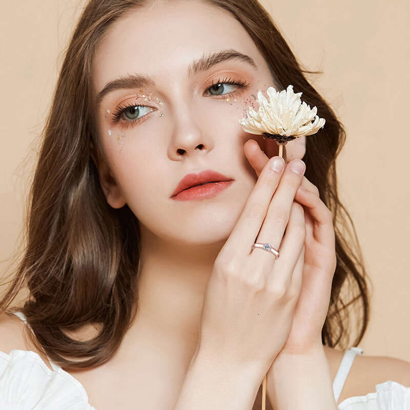 Tiktok Live Same Style Heart-Shaped Moissanite For Women, Light Luxury Sterling Silver Rose Gold Plated Heart Ring 0Fd