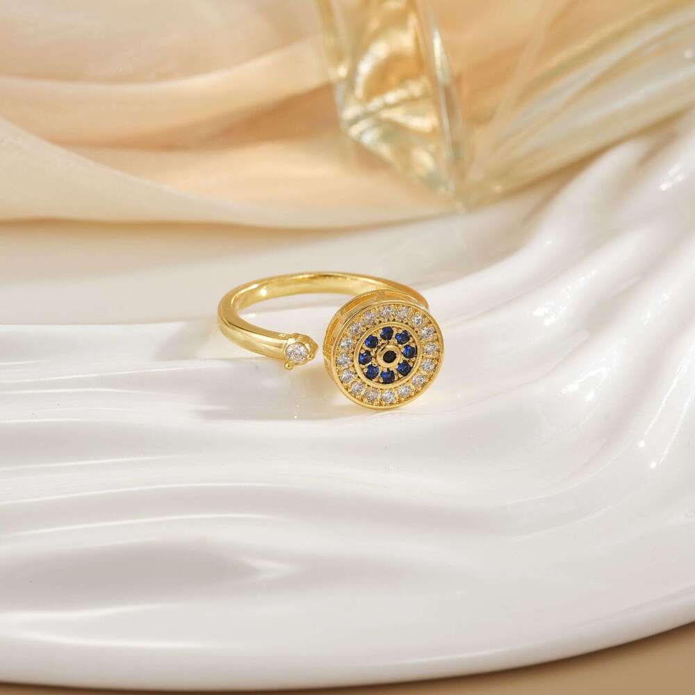Rotating For Women With Micro Pave Zircon, Elegant And Cool Style, High-End Feel, Versatile Full Diamond Round Ring Jewelry 8C8