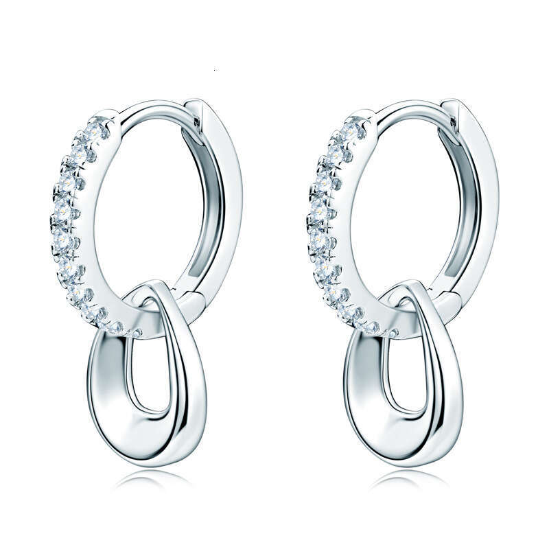 Korean Style Dongdaemun Fashion Double Hoop Moissanite Light Earrings For Women S Pure Sier Ear Jewelry 725
