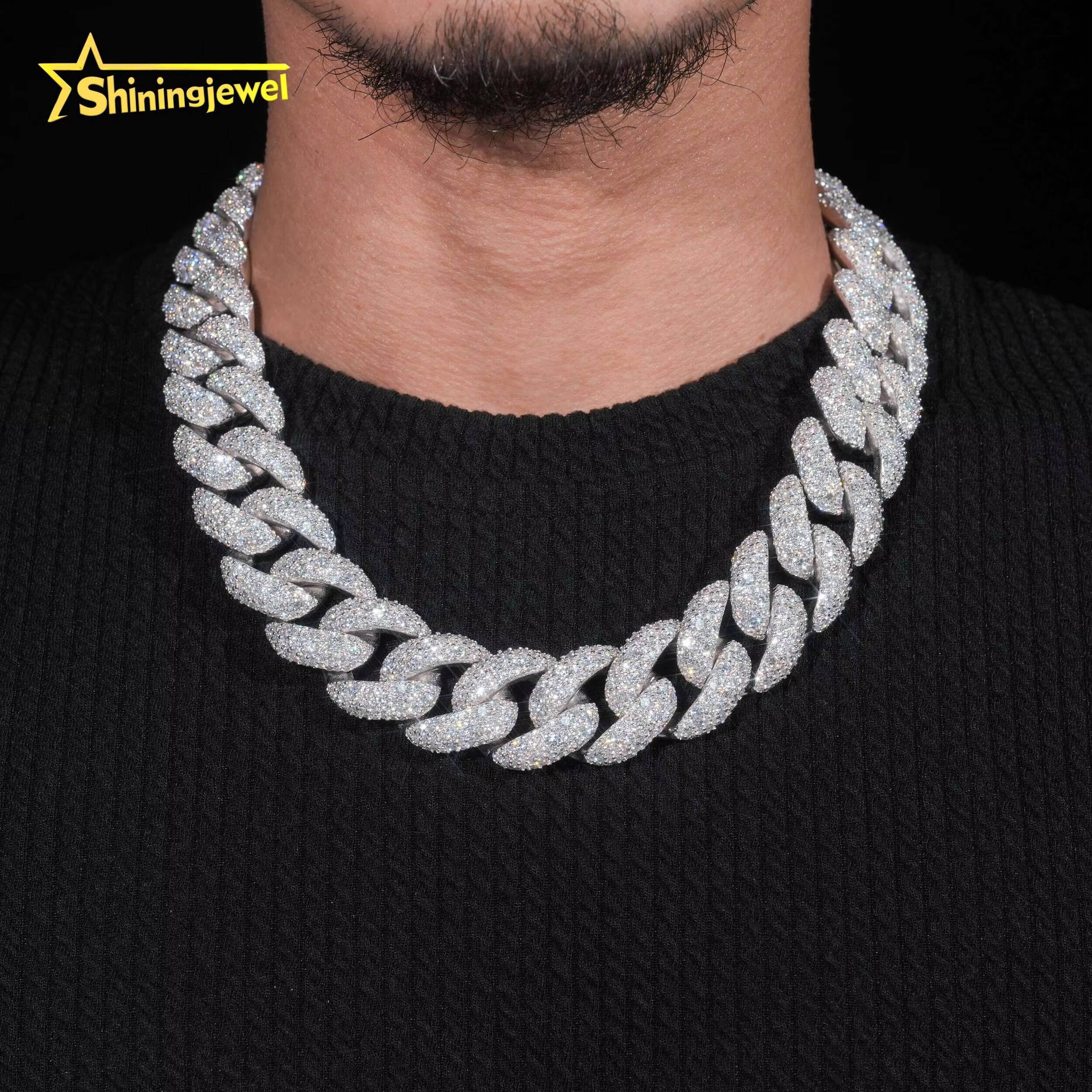 Luxury Chunky Mosaic 23mm Cuban Links Top Quality Chunky Heavy Rapper Jewelry Iced Out Moissanite Diamond Cuban Link Chain