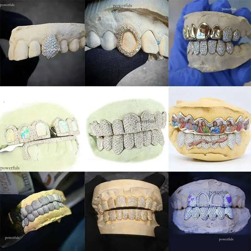 Custom Made Personalized Vvs Vvs1 Moissanite Dia Mens Hip Hop 14k White Iced Out Gold Plate Grillz Teeth Decoration